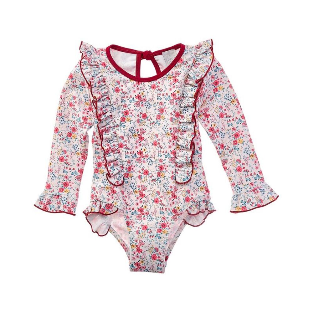 Pepa London Girls  Louisa Floral Ruffle Trim One-Piece